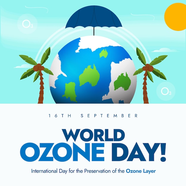 Vector world ozone day international day for the preservation of the ozone layer environment awareness