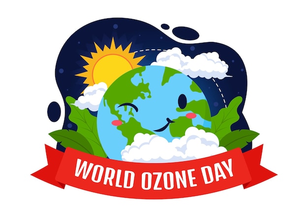 World Ozone Day Vector Illustration on September 16 To Raise Public Awareness About Of The Earth Layer And Protecting Environment in Flat Background