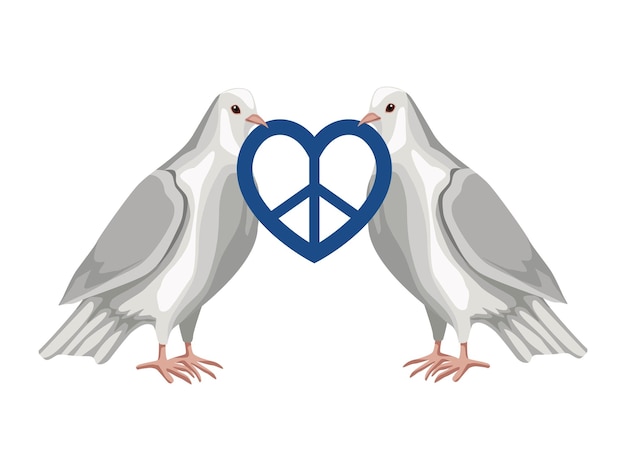 world peace day doves icon isolated