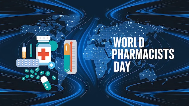 Vector world pharmacists day celebration poster vector image illustration