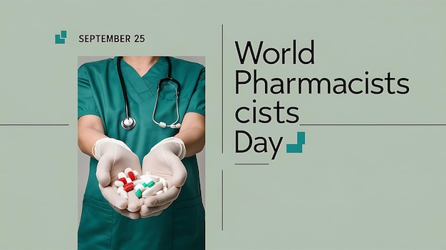 Vector world pharmacists day celebration poster vector image illustration