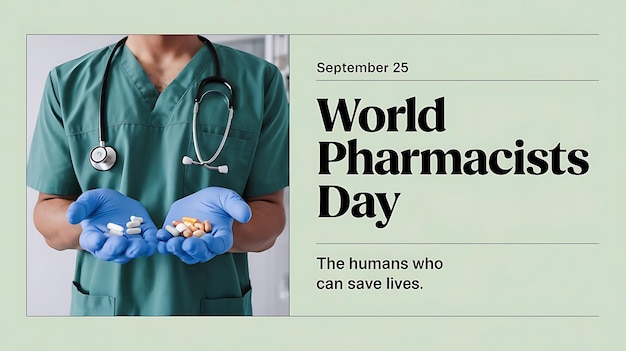 Vector world pharmacists day celebration poster vector image illustration