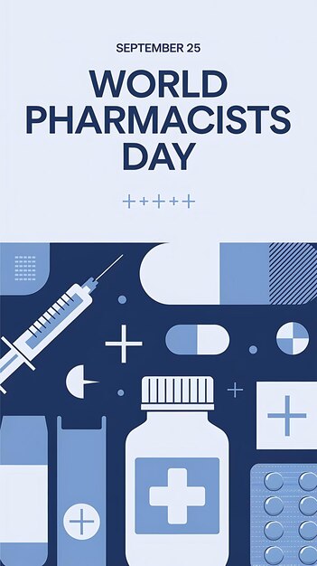 Vector world pharmacists day celebration poster vector image illustration