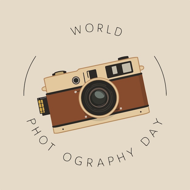 World Photography Day flat vector illustration