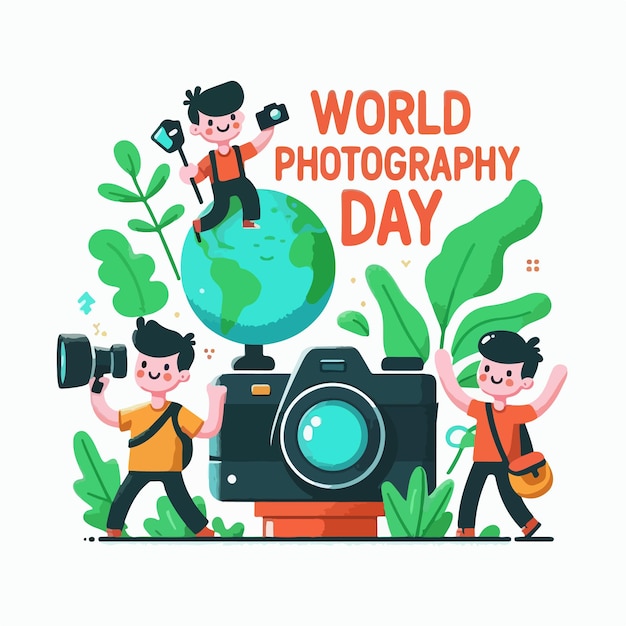 Vector world photography day flat vector illustration