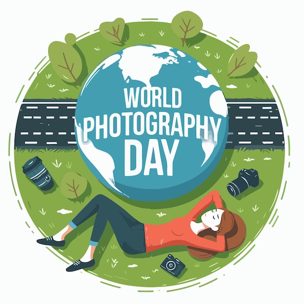 Vector world photography day flat vector illustration