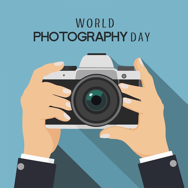 World Photography Day flat vector illustration