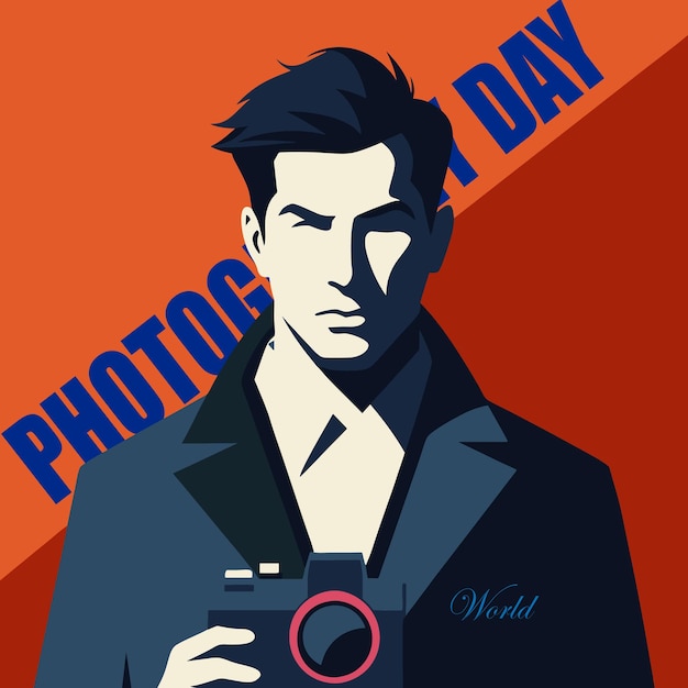 Vector world photography day international celebration 19 august vector illustration retro concept