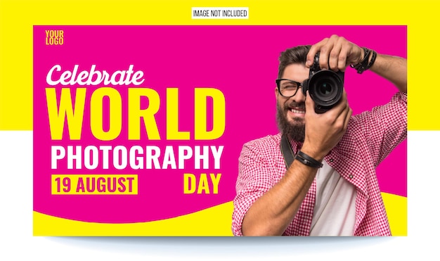 World photography day thumbnail and web banner vector template