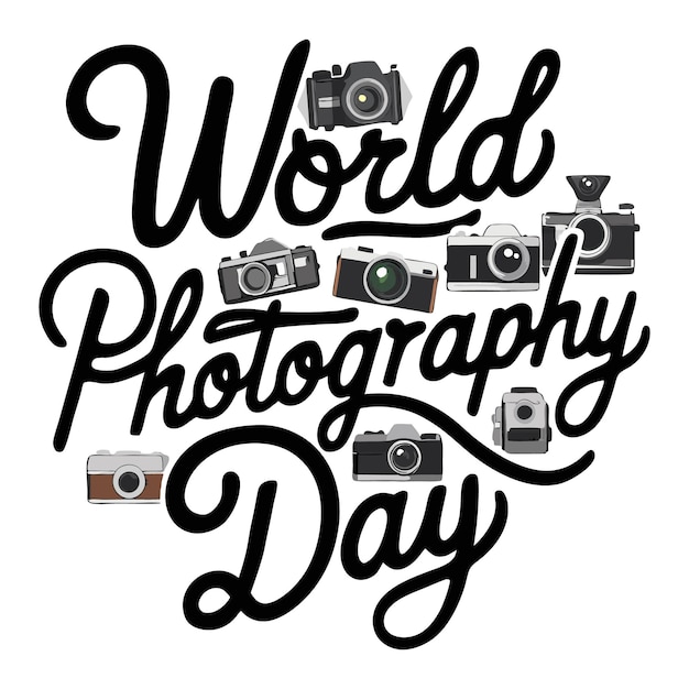 World Photography Day tshirt design featuring a unique blend of typography and illustration