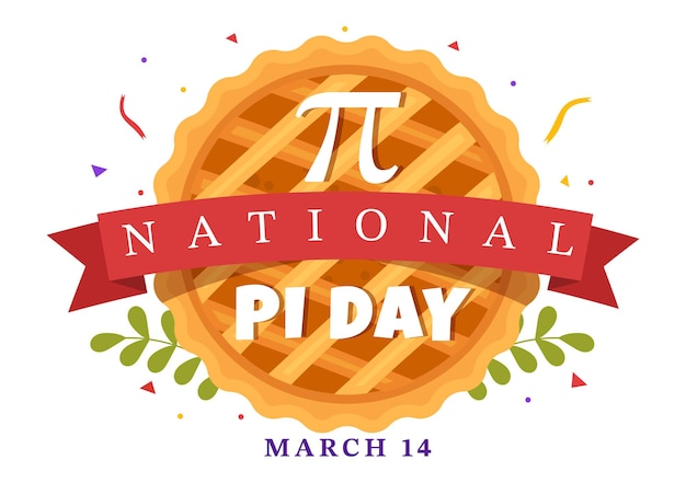 World Pi Day Illustration with Mathematical Constants or Baked Sweet Pie for Landing Page Template