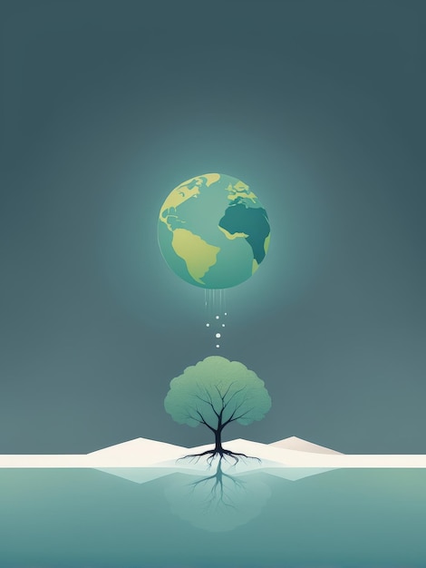 Vector world planet earth with a tree concept of climate change vector illustration eps 1 0world 0