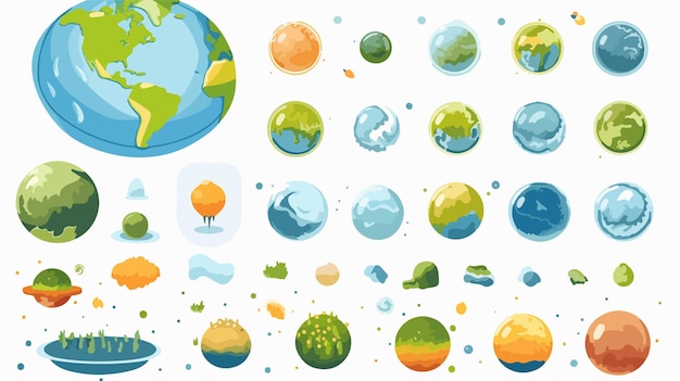 Vector world planet infographic icons cartoon vector illustration