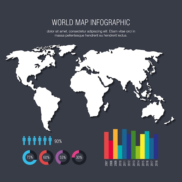 World planet infographic icons