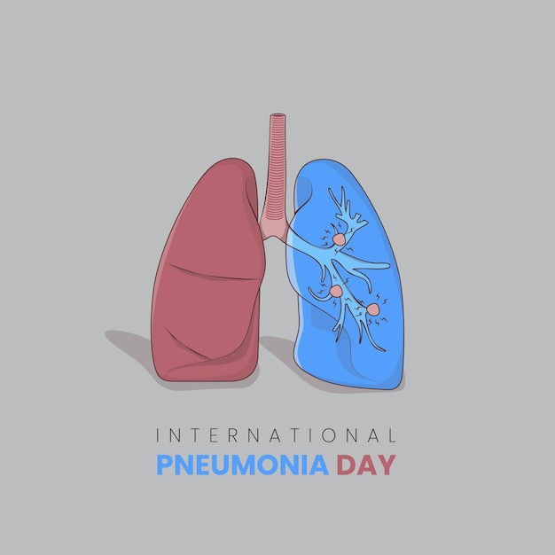 World pneumonia day with lung design with infected lung next door in blue color design