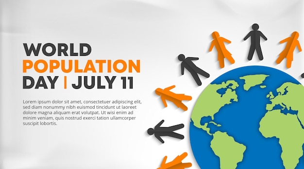 World population day background with paper decoration