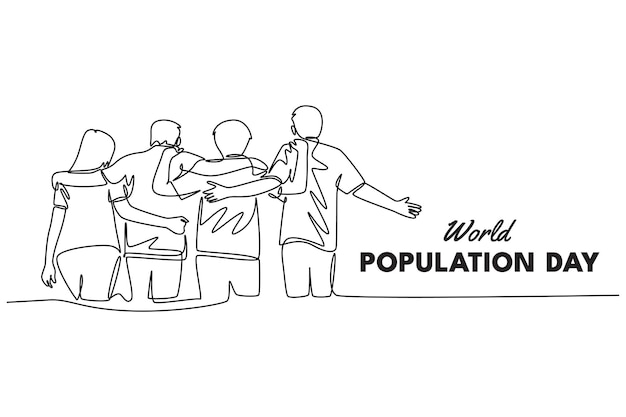 World Population Day Concept Single line draw design vector graphic illustration