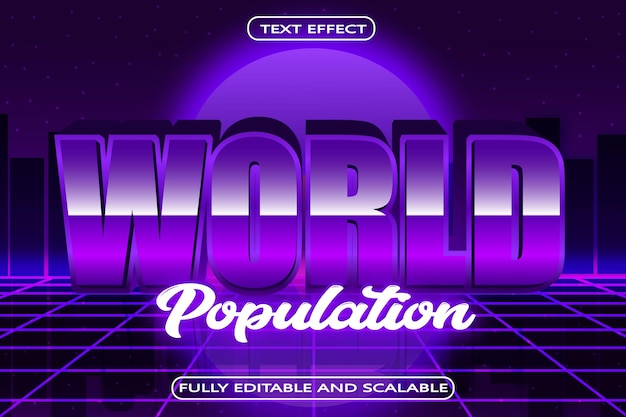 World Population Day Editable Text Effect 3 Dimension Emboss Modern Style