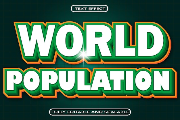 World Population Day Editable Text Effect 3 Dimension Emboss Modern Style