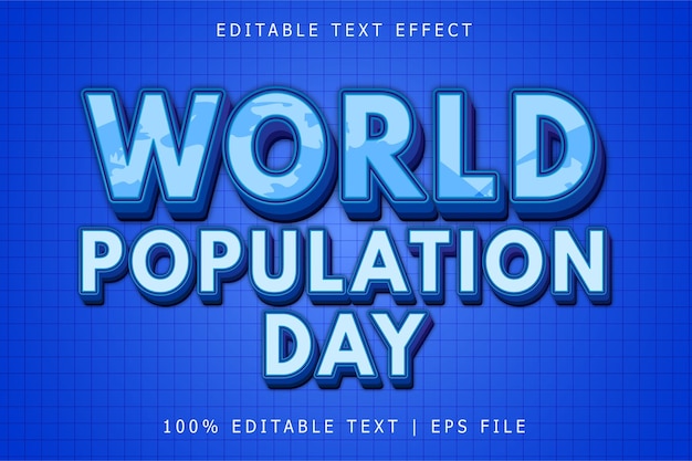 World Population Day Editable Text Effect 3 Dimension Emboss Modern Style