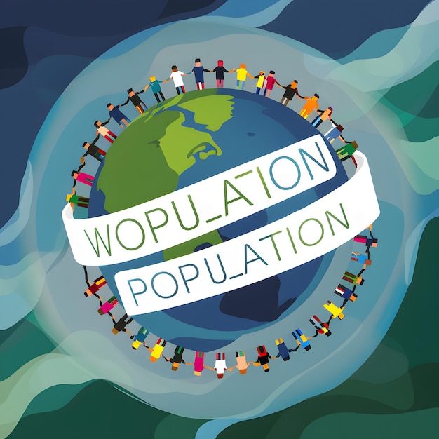 Vector world population day illustration elegant and sculptural graphic