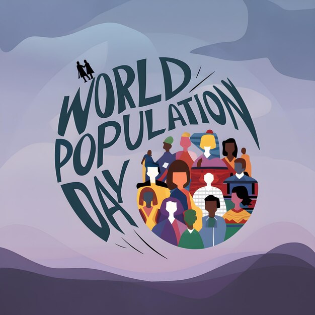 Vector world population day illustration painted and simple graphic