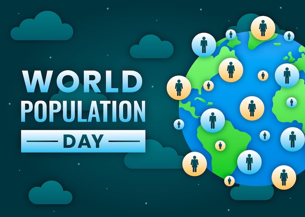 Vector world population day illustration in paper style