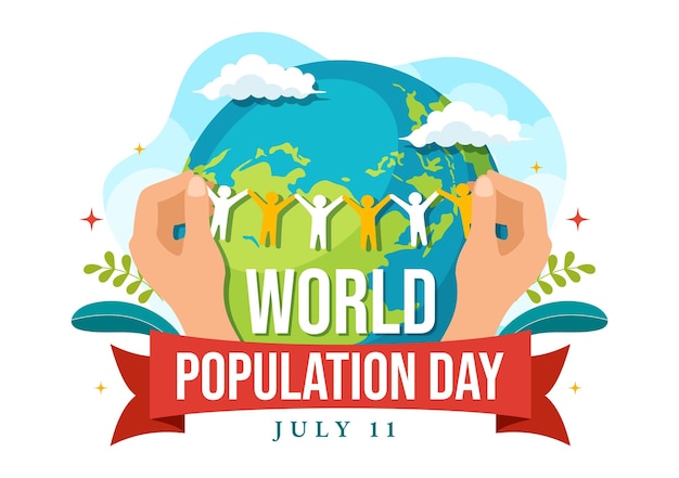 World Population Day Vector Illustration on 11 July To Raise Awareness Of Global Populations Problem