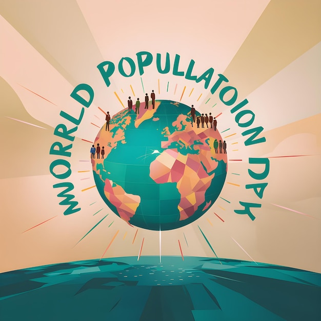 Vector world population day vector illustration narrative and symbolic graphic