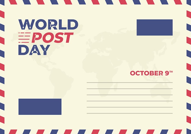 Vector world post day background with big postcard