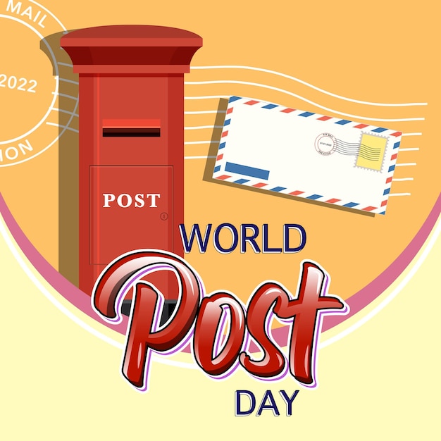 Vector world post day logo with post box and envelope