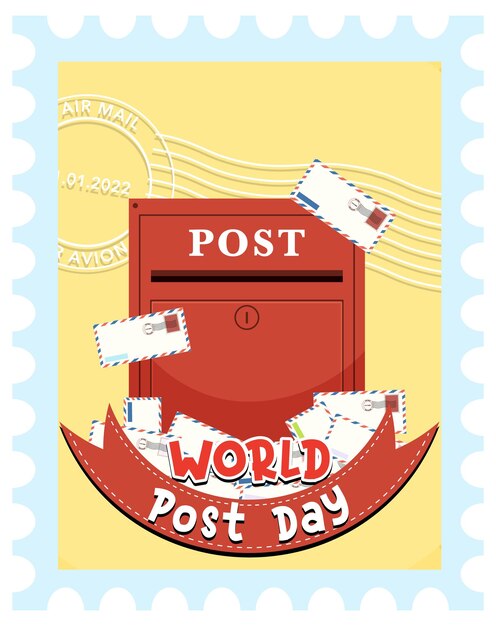 Vector world post day logo with post box and envelope