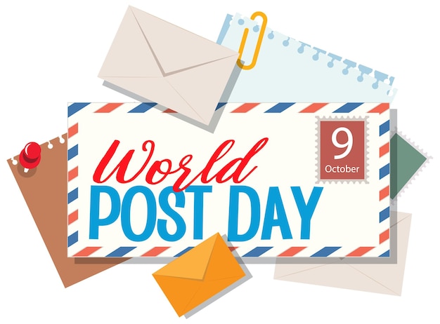 World Post Day word logo on envelope