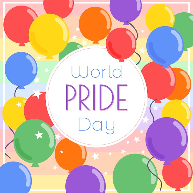 World pride day balloons background