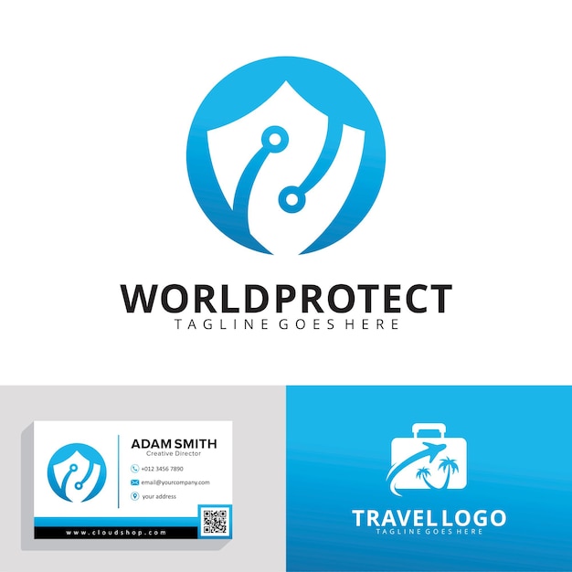 World Protection logo design template