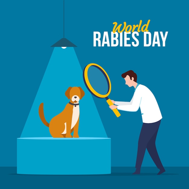 World rabies day hand drawn flat illustration