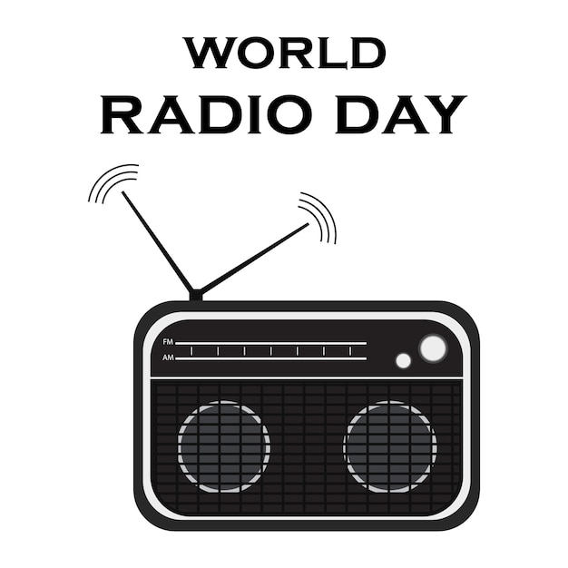 World radio day Black radio Vector illustration