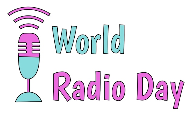 World Radio Day illustration. Online Radio banner. Broadcasting and podcasting