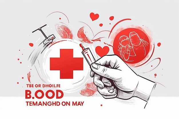 World Red Cross Day on May 8 Illustration to Medical Health and Providing Blood In Hand Drawn for Web Banner or Landing Page Templates