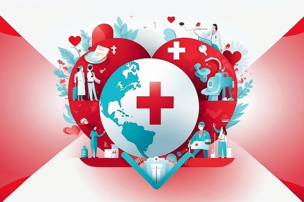 World Red Cross Day May 8th Social Media Template Vector Community People World