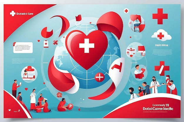 World Red Cross Day May 8th Social Media Template Vector Community People World