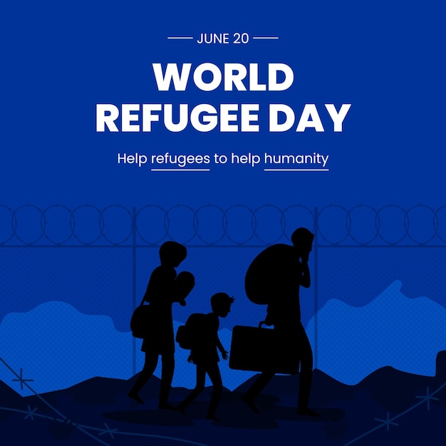 World refugee day banner concept