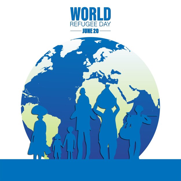 World Refugee Day Concept of social event 20 Junevector International immigration concept background