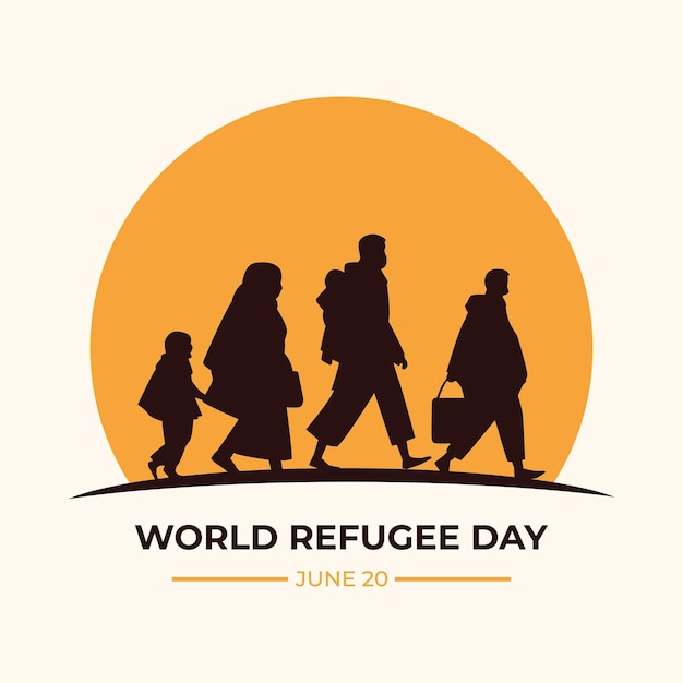 World refugee day template vector stock suitable for poster banner card social media post etc