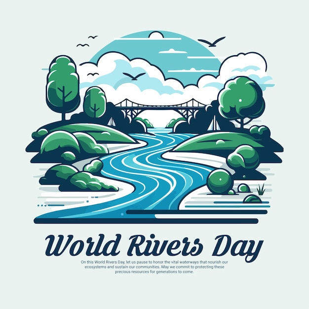 World Rivers Day and Save Water Social Media Post Banner Template