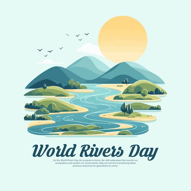 World Rivers Day and Save Water Social Media Post Banner Template