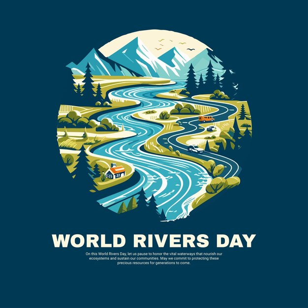 World Rivers Day and Save Water Social Media Post Banner Template