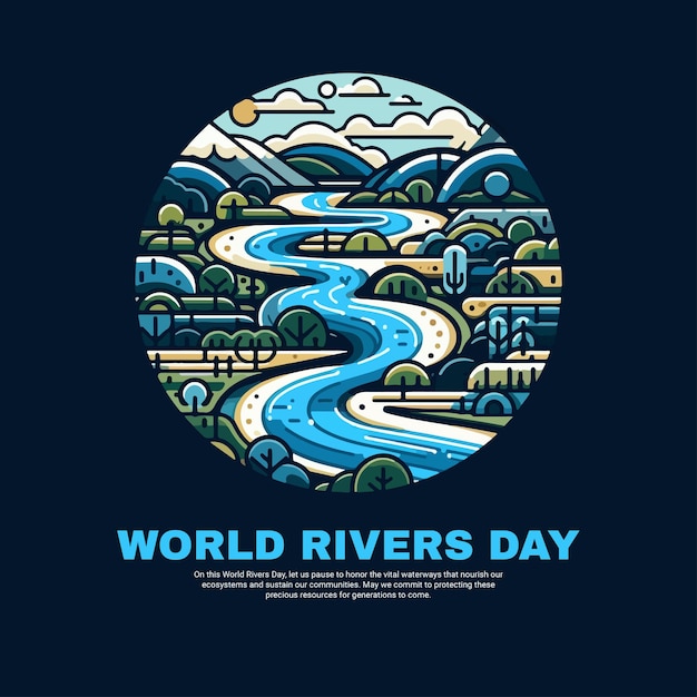 World Rivers Day and Save Water Social Media Post Banner Template