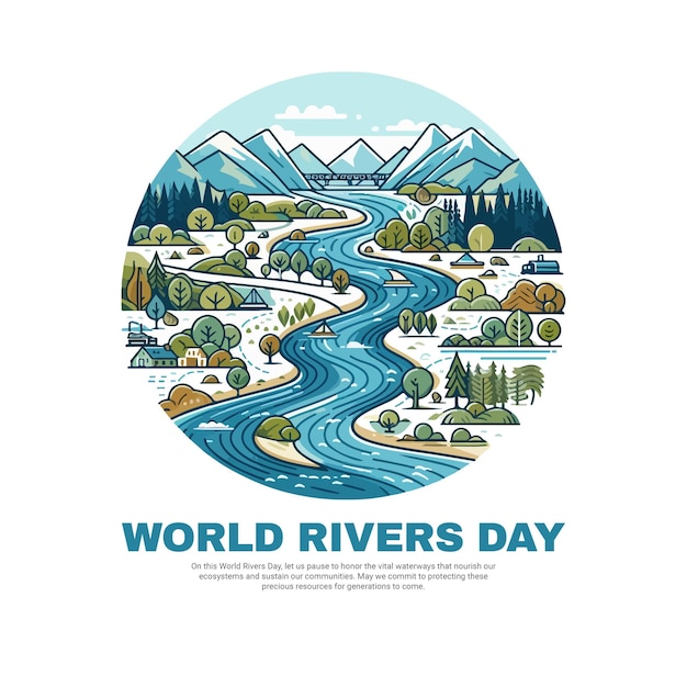 Vector world rivers day and save water social media post banner template