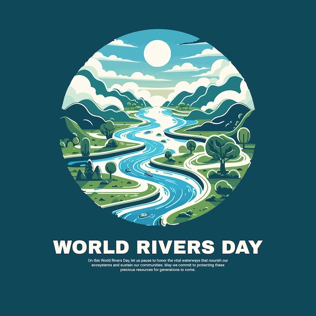 World Rivers Day and Save Water Social Media Post Banner Template